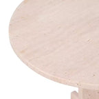 Tavolino moderno, tavolino laterale o piccolo comodino - Tavolino rotondo in marmo con base a croce unica per piccoli spazi - 18 Tan