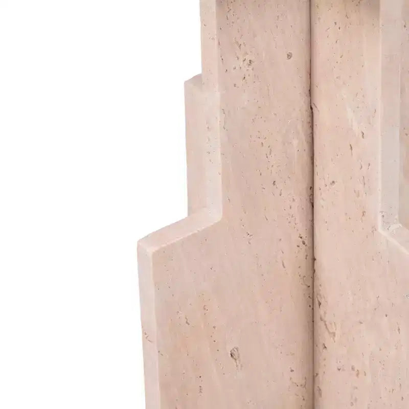 Tavolino moderno, tavolino laterale o piccolo comodino - Tavolino rotondo in marmo con base a croce unica per piccoli spazi - 18 Tan