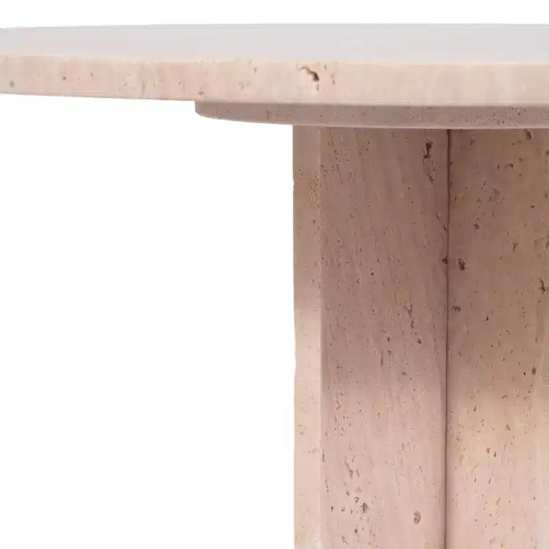 Tavolino moderno, tavolino laterale o piccolo comodino - Tavolino rotondo in marmo con base a croce unica per piccoli spazi - 18 Tan