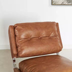 Art Leon Poltrona accent moderna di metà secolo, sedia senza braccioli rivestita in similpelle, poltrona singola con gambe in metallo