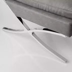 Art Leon Poltrona accent moderna di metà secolo, sedia senza braccioli rivestita in similpelle, poltrona singola con gambe in metallo