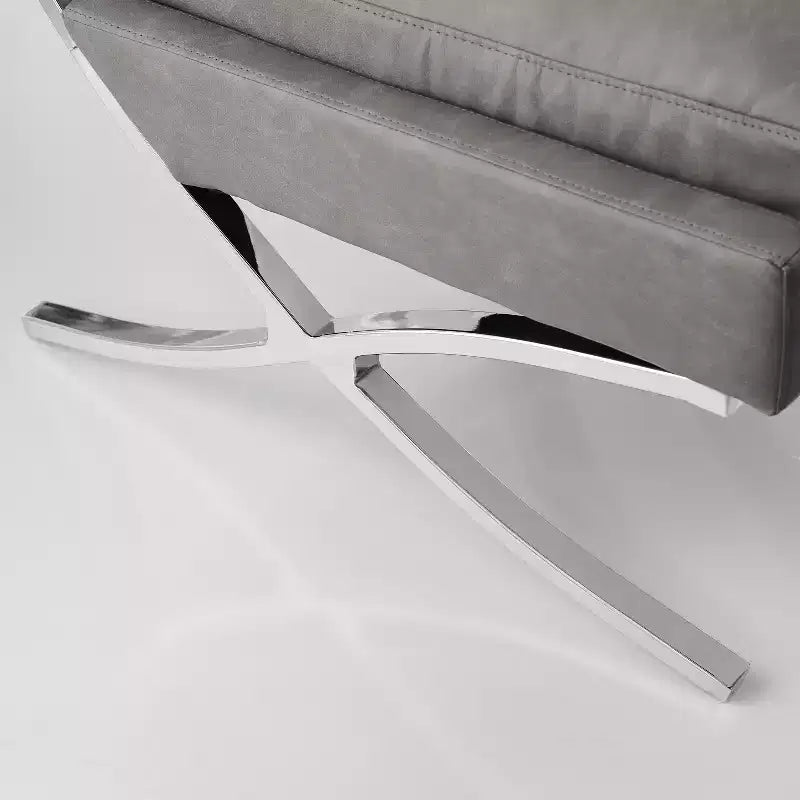 Art Leon Poltrona accent moderna di metà secolo, sedia senza braccioli rivestita in similpelle, poltrona singola con gambe in metallo