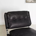 Art Leon Poltrona accent moderna di metà secolo, sedia senza braccioli rivestita in similpelle, poltrona singola con gambe in metallo