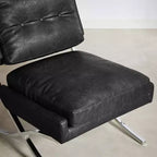 Art Leon Poltrona accent moderna di metà secolo, sedia senza braccioli rivestita in similpelle, poltrona singola con gambe in metallo
