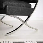 Art Leon Poltrona accent moderna di metà secolo, sedia senza braccioli rivestita in similpelle, poltrona singola con gambe in metallo