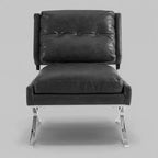Art Leon Mid Century Modern Accent Chair, Faux Leather Upholstered Armless Chair, Single Sofa Chair with Metal Legs