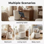 Sedia Girevole da Toilette con Contenitore, Sgabello Rotondo Imbottito da Trucco, Sedia Accento con Schienale, Sedile Morbido Imbottito per Camera da Letto, Soggiorno