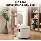Sedia Girevole da Toilette con Contenitore, Sgabello Rotondo Imbottito da Trucco, Sedia Accento con Schienale, Sedile Morbido Imbottito per Camera da Letto, Soggiorno