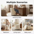 Sedia Girevole da Toilette con Contenitore, Sgabello Rotondo Imbottito da Trucco, Sedia Accento con Schienale, Sedile Morbido Imbottito per Camera da Letto, Soggiorno