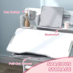 Scrivania e sedia Qaba per bambini, set scrivania e sedia da studio per bambini regolabile in altezza con piano inclinabile, cassetto portaoggetti e leggio, grigio