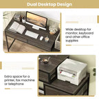 Scrivania per computer Costway con 5 cassetti, schedario laterale, struttura in metallo resistente per ufficio Marrone rustico/Grigio/Bianco e Nero
