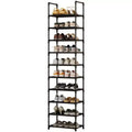 10-Tier Shoe Rack Organizer, Tall Vertical Shoe Shelf with Metal Frame & Fabric Shelves, Space-Saving Storage for Entryway or Bedroom, Black