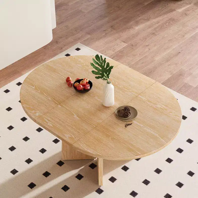 GDFStudio Lucien Tavolo da Pranzo Estensibile con Prolunga Rimovibile e Gambe Incrociate in Legno di Gomma