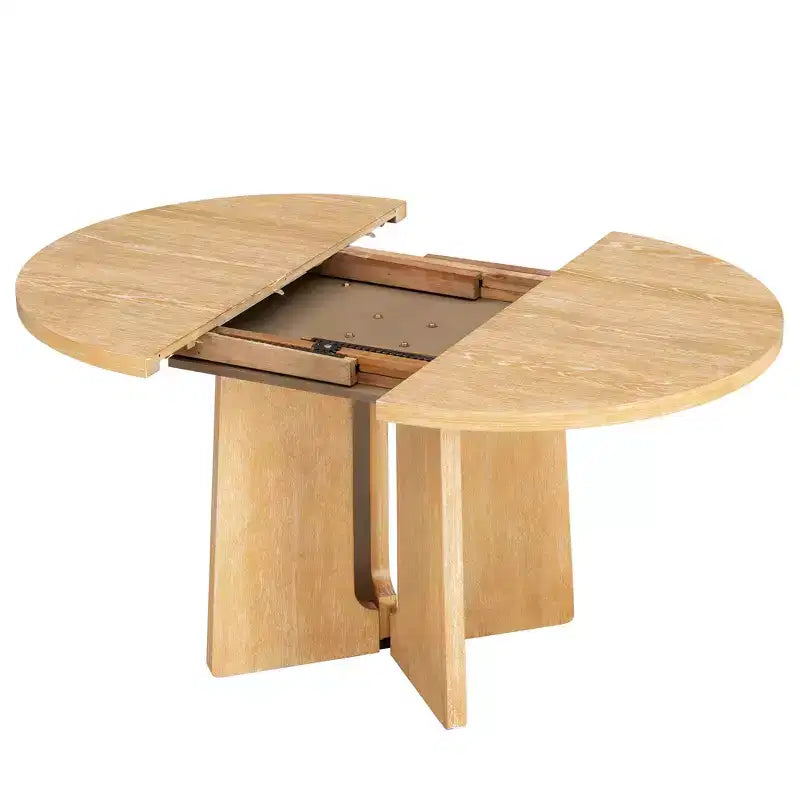 GDFStudio Lucien Tavolo da Pranzo Estensibile con Prolunga Rimovibile e Gambe Incrociate in Legno di Gomma