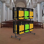 Carrello portasedie pieghevoli per uso intensivo, capacità 84 sedie o 42 sedie + 12 tavoli, ruote con blocco a 360°, telo di copertura resistente alle intemperie, corde fisse
