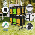 Carrello portasedie pieghevoli per uso intensivo, capacità 84 sedie o 42 sedie + 12 tavoli, ruote con blocco a 360°, telo di copertura resistente alle intemperie, corde fisse