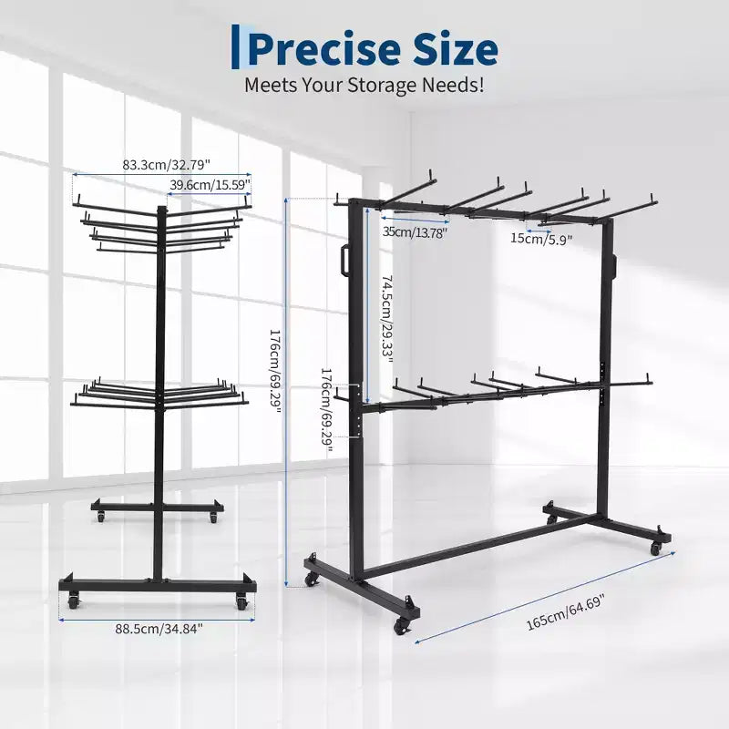 Carrello portasedie pieghevoli per uso intensivo, capacità 84 sedie o 42 sedie + 12 tavoli, ruote con blocco a 360°, telo di copertura resistente alle intemperie, corde fisse