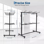Carrello portasedie pieghevoli per uso intensivo, capacità 84 sedie o 42 sedie + 12 tavoli, ruote con blocco a 360°, telo di copertura resistente alle intemperie, corde fisse