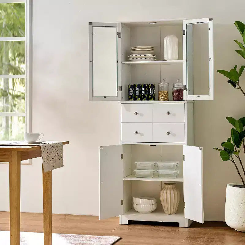 Dispensa da cucina alta 170 cm con ante, cassetti e ripiani regolabili