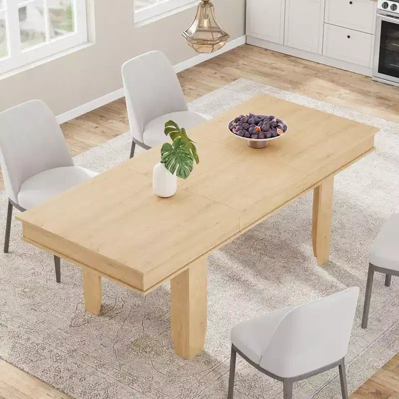 Tavolo da Pranzo Allungabile Rustico da 6-10 Posti Grande Tavolo da Cucina Rettangolare in Rovere da 160-220 cm Tavolo da Banchetto Moderno Rustico Robusta Struttura in Legno