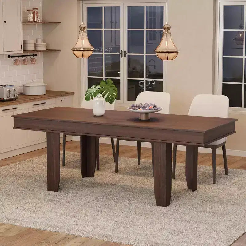 Tavolo da Pranzo Allungabile Rustico da 6-10 Posti Grande Tavolo da Cucina Rettangolare in Rovere da 160-220 cm Tavolo da Banchetto Moderno Rustico Robusta Struttura in Legno