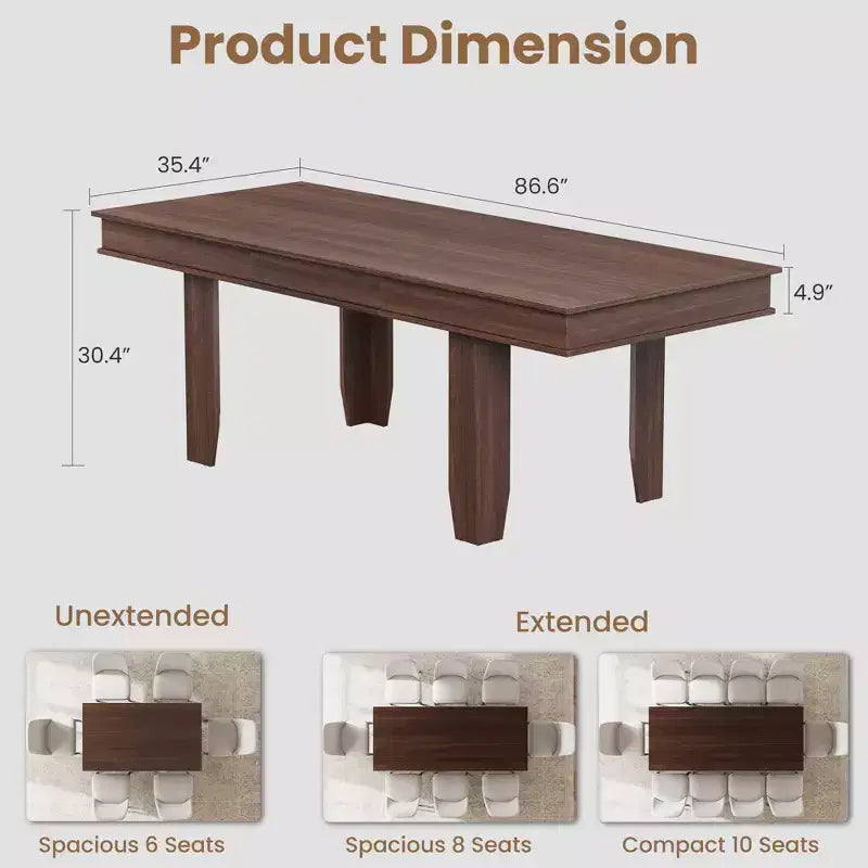 Tavolo da Pranzo Allungabile Rustico da 6-10 Posti Grande Tavolo da Cucina Rettangolare in Rovere da 160-220 cm Tavolo da Banchetto Moderno Rustico Robusta Struttura in Legno