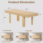 Tavolo da Pranzo Allungabile Rustico da 6-10 Posti Grande Tavolo da Cucina Rettangolare in Rovere da 160-220 cm Tavolo da Banchetto Moderno Rustico Robusta Struttura in Legno