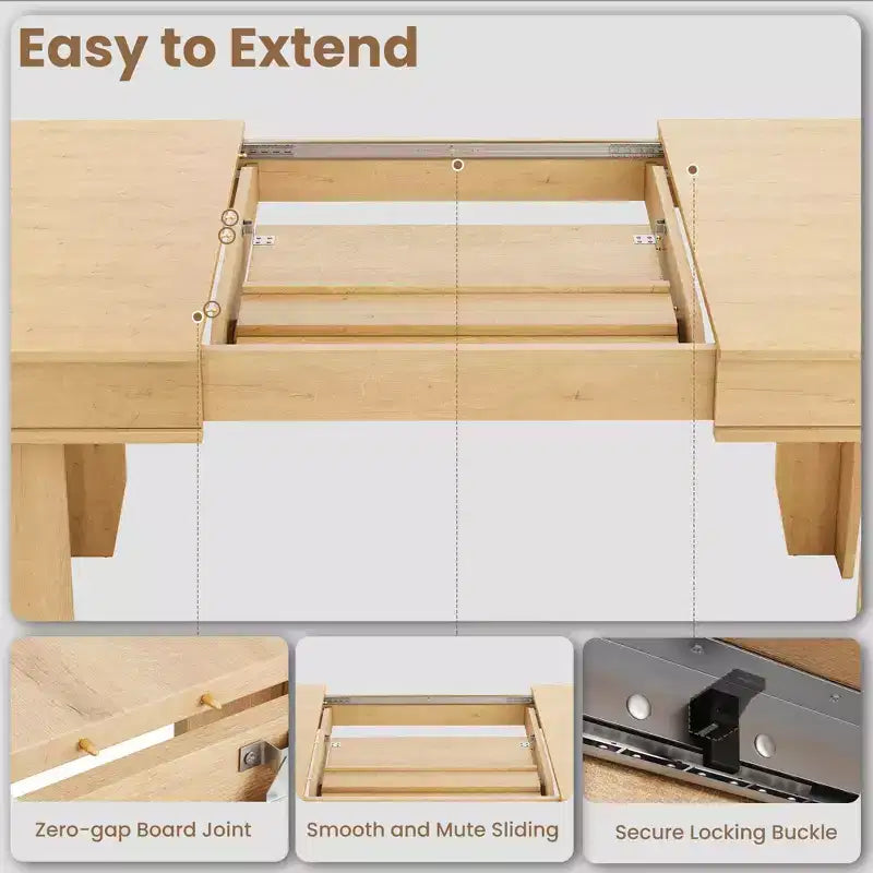 Tavolo da Pranzo Allungabile Rustico da 6-10 Posti Grande Tavolo da Cucina Rettangolare in Rovere da 160-220 cm Tavolo da Banchetto Moderno Rustico Robusta Struttura in Legno
