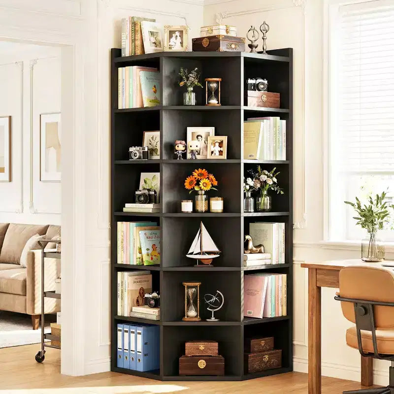 Besiost 6-Tier Corner Bookcase Cabinet with 18 Cubbies