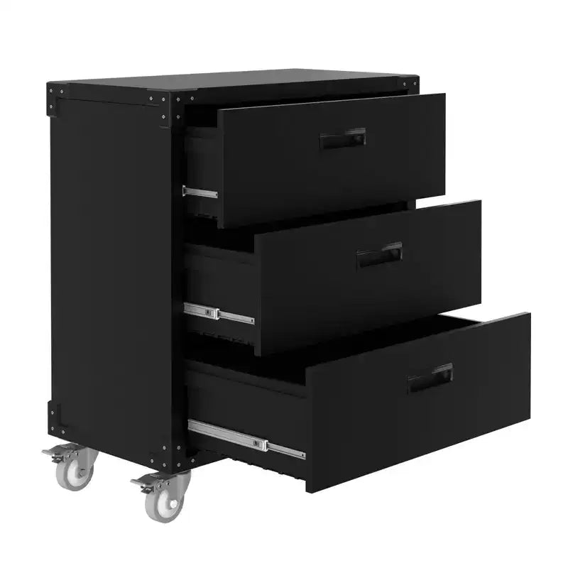 Metal Storage Cabinet, 2 Adjustable Shelves, 4 Wheels, Mobile Garage Storage Organizer, Easy Assembly, for Garage, Workshop