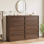 Cassettiera a 5 cassetti in noce per camera da letto, moderna cassettiera a 5 cassetti con design senza maniglie, organizer per armadio alto 109 cm per camera da letto, soggiorno, cameretta