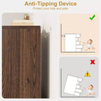 Cassettiera a 5 cassetti in noce per camera da letto, moderna cassettiera a 5 cassetti con design senza maniglie, organizer per armadio alto 109 cm per camera da letto, soggiorno, cameretta