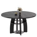 GustoWave 47 Round Dining Table with Storage Shelf, Circle Kitchen Table for 4-6