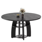 GustoWave 47 Round Dining Table with Storage Shelf, Circle Kitchen Table for 4-6
