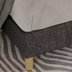 Struttura letto a piattaforma in lino imbottito Twin Size, Grigio, testiera regolabile in altezza, robuste doghe in legno e gambe di supporto, telaio in metallo, nessun materasso a molle necessario