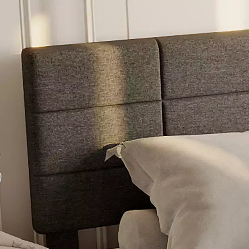 Struttura letto a piattaforma in lino imbottito Twin Size, Grigio, testiera regolabile in altezza, robuste doghe in legno e gambe di supporto, telaio in metallo, nessun materasso a molle necessario