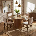 Set da pranzo imbottito contemporaneo in legno di caucciù a 5 pezzi Christopher Knight Home Kieran