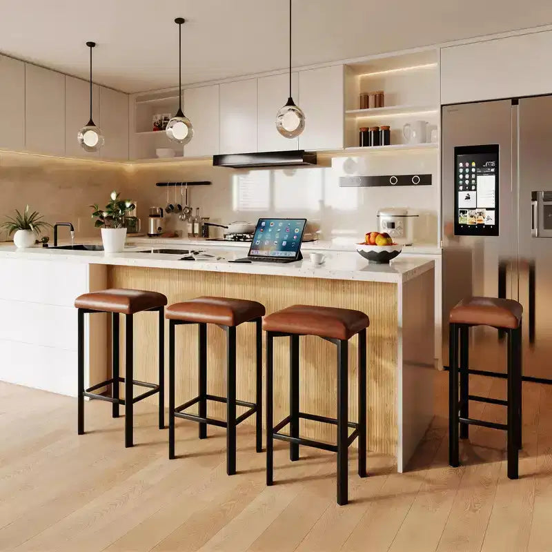 Set di 4 sgabelli da bar, sedie da cucina in pelle PU con 2 imbottiture spesse, sgabelli da bar altezza bancone, facile montaggio, per isola cucina, bancone bar