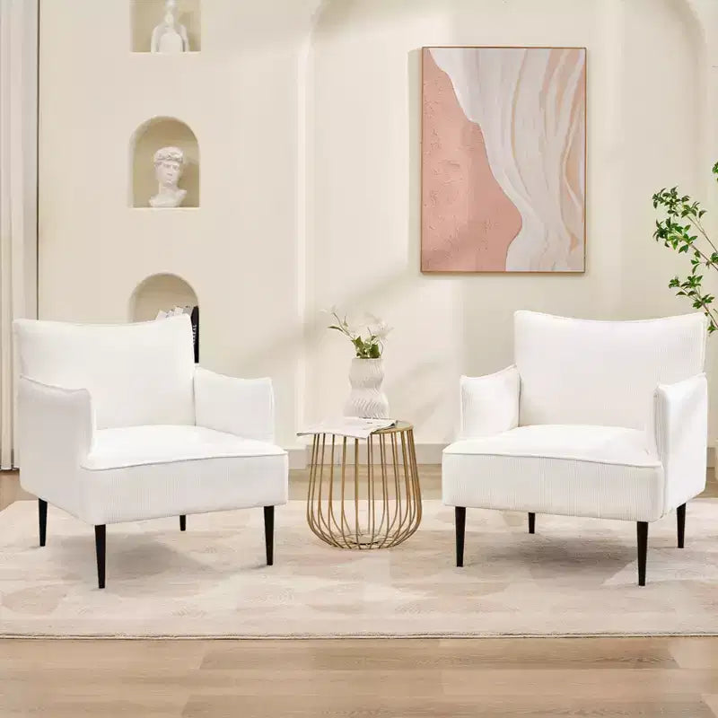 Poltrona Singola, Divano Poltrona Rivestito in Tessuto di Lino con Ampio Bracciolo Ergonomico, Cuscini Rimovibili, Struttura in Legno e Gambe in Metallo, Facile da Montare