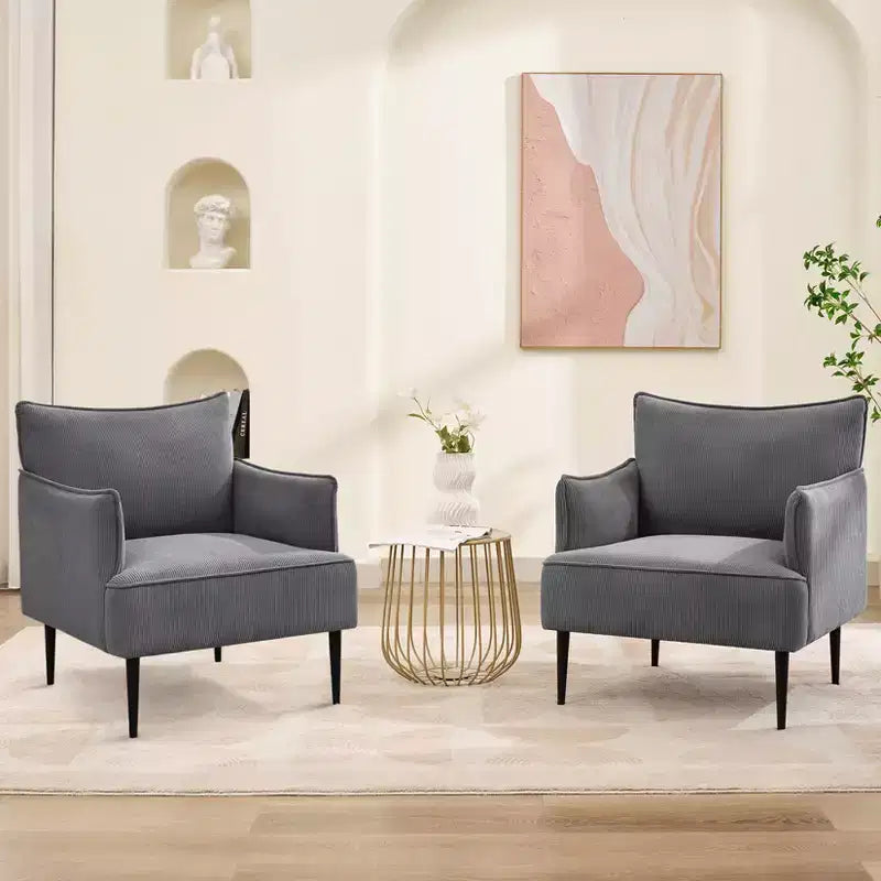 Poltrona Singola, Divano Poltrona Rivestito in Tessuto di Lino con Ampio Bracciolo Ergonomico, Cuscini Rimovibili, Struttura in Legno e Gambe in Metallo, Facile da Montare