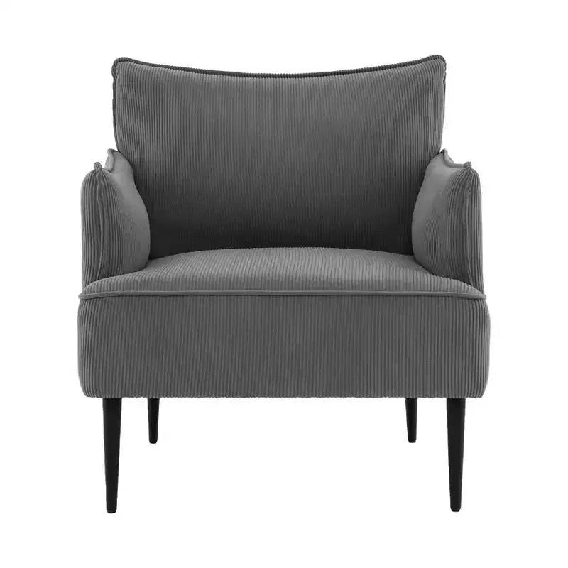 Poltrona Singola, Divano Poltrona Rivestito in Tessuto di Lino con Ampio Bracciolo Ergonomico, Cuscini Rimovibili, Struttura in Legno e Gambe in Metallo, Facile da Montare