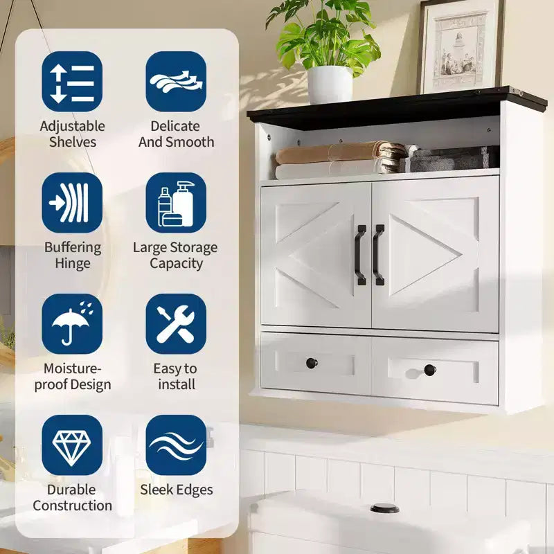 Pensile da bagno da 25 pollici con doppie ante scorrevoli, ripiano regolabile, pensile sopra il WC per bagno, cucina, lavanderia, ingresso