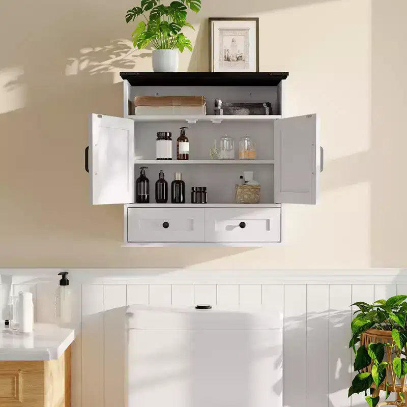 Pensile da bagno da 25 pollici con doppie ante scorrevoli, ripiano regolabile, pensile sopra il WC per bagno, cucina, lavanderia, ingresso