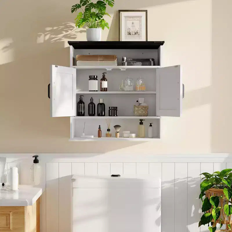 Pensile da bagno da 25 pollici con doppie ante scorrevoli, ripiano regolabile, pensile sopra il WC per bagno, cucina, lavanderia, ingresso