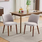Set di 4/6 Sedie da Pranzo Wingback, Rivestite in Lino o Pelle PU, Gambe in Legno, Piedini Livellabili, Sedie per Cucina, Sala da Pranzo, Casa, Soggiorno