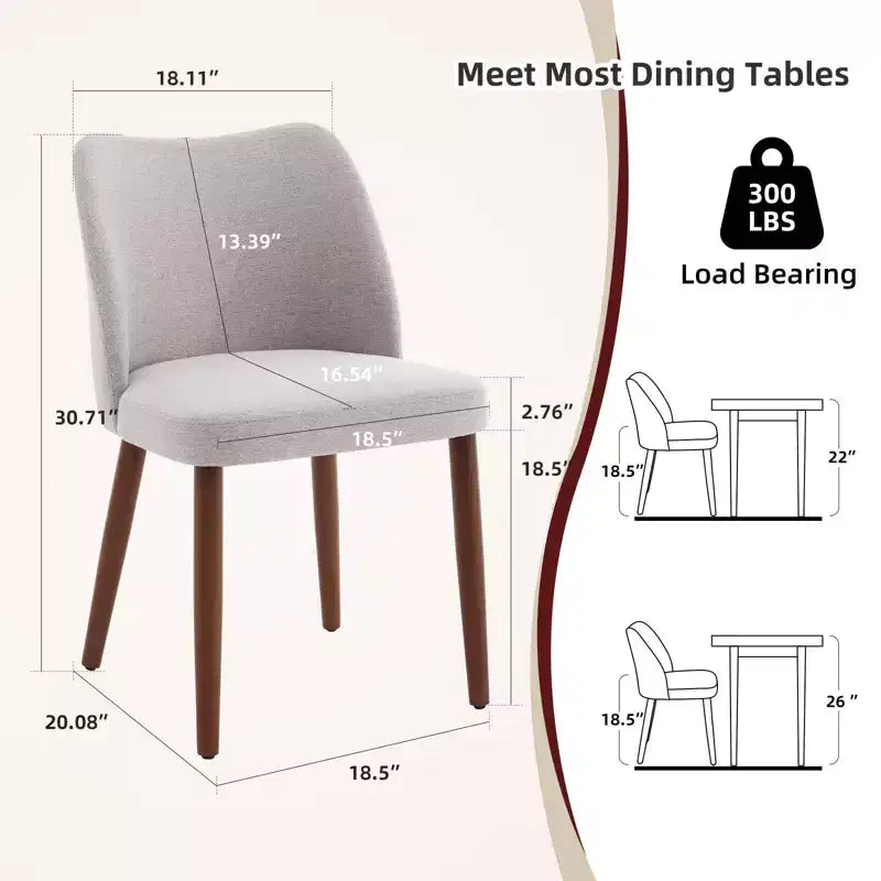 Set di 4/6 Sedie da Pranzo Wingback, Rivestite in Lino o Pelle PU, Gambe in Legno, Piedini Livellabili, Sedie per Cucina, Sala da Pranzo, Casa, Soggiorno