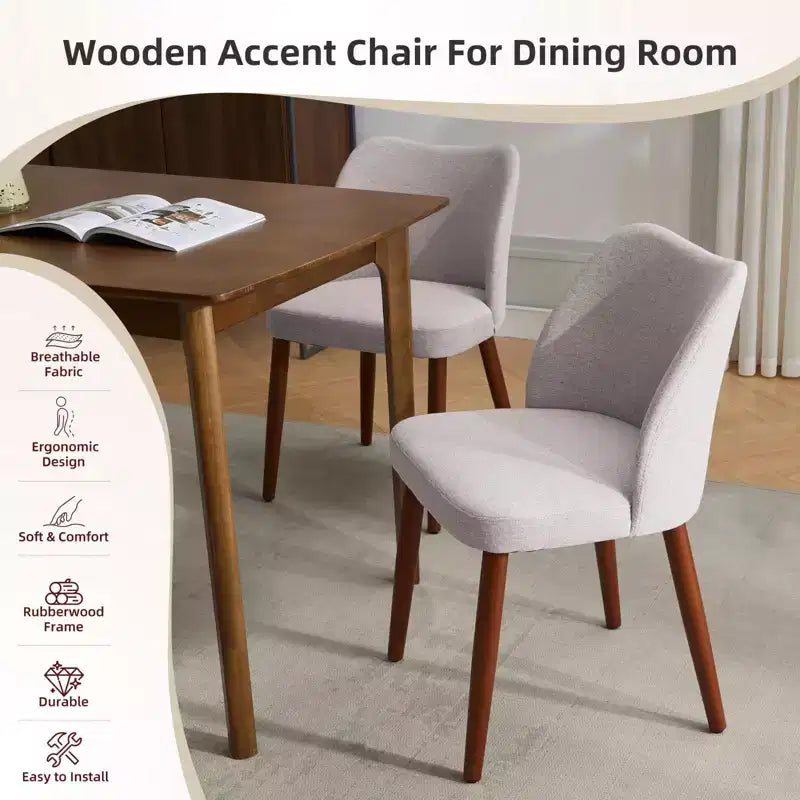 Set di 4/6 Sedie da Pranzo Wingback, Rivestite in Lino o Pelle PU, Gambe in Legno, Piedini Livellabili, Sedie per Cucina, Sala da Pranzo, Casa, Soggiorno