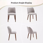 Set di 4/6 Sedie da Pranzo Wingback, Rivestite in Lino o Pelle PU, Gambe in Legno, Piedini Livellabili, Sedie per Cucina, Sala da Pranzo, Casa, Soggiorno