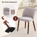 Set di 4/6 Sedie da Pranzo Wingback, Rivestite in Lino o Pelle PU, Gambe in Legno, Piedini Livellabili, Sedie per Cucina, Sala da Pranzo, Casa, Soggiorno