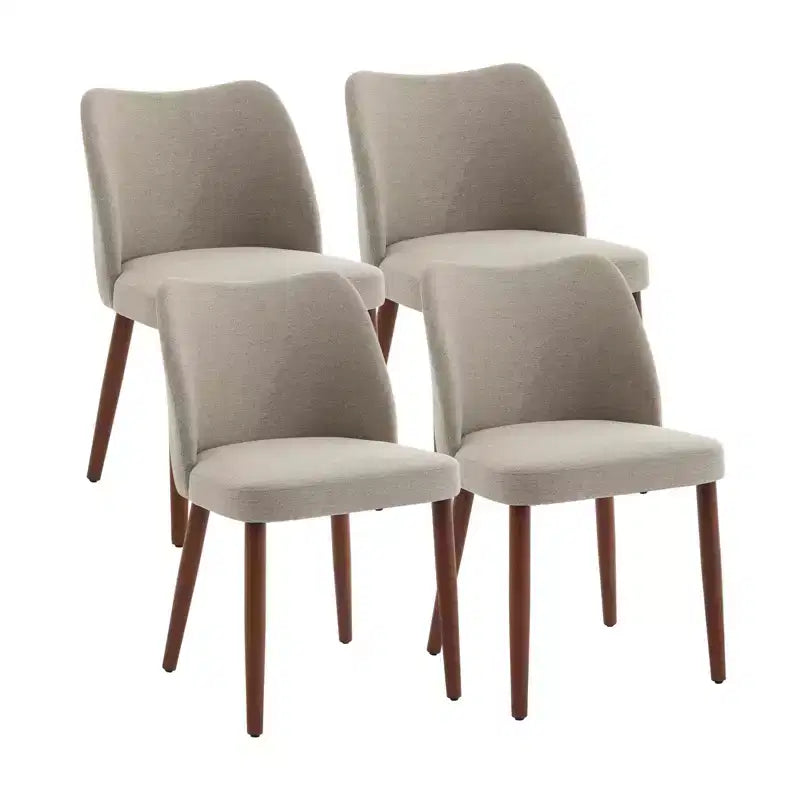 Set di 4/6 Sedie da Pranzo Wingback, Rivestite in Lino o Pelle PU, Gambe in Legno, Piedini Livellabili, Sedie per Cucina, Sala da Pranzo, Casa, Soggiorno